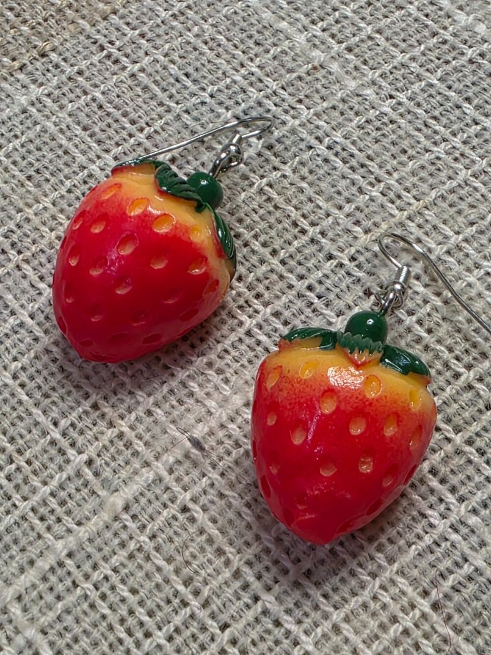 True Vintage Eclectic Cottagecore Girly Femi Indie Dangling Strawberry Earrings